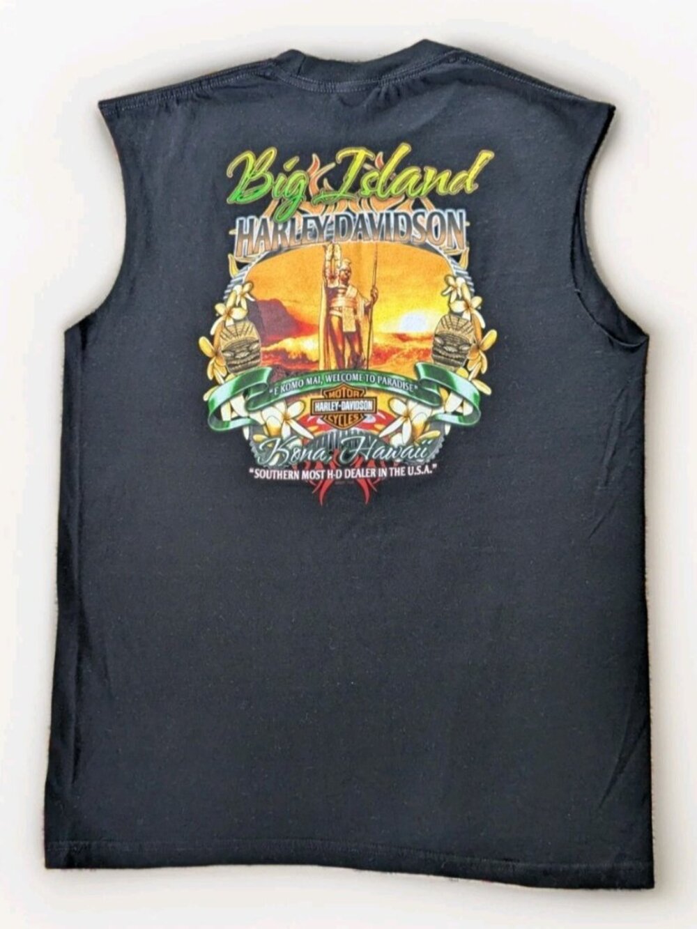 Harley Davidson Tank Top Mens Black Men's L Big Island Hawaii Kona Biker T-Shirt